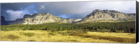 Framed Clouds over mountains, Many Glacier valley, US Glacier National Park, Montana, USA Print