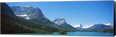 Framed Lake in front of mountains, St. Mary Lake, US Glacier National Park, Montana Print