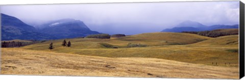 Framed Rolling landscape with mountains in the background, East Glacier Park, Glacier County, Montana, USA Print