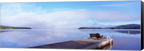 Framed Pier at a lake, Fourth Lake, Adirondack Mountains, New York State, USA Print