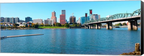 Framed Hawthorne Bridge across the Willamette River, Portland, Multnomah County, Oregon Print