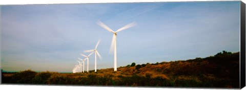 Framed Wind turbines in motion, Provence-Alpes-Cote d&#39;Azur, France Print