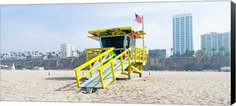 Framed Lifeguard Station on the beach, Santa Monica Beach, Santa Monica, California, USA Print