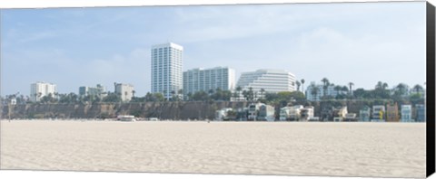 Framed Santa Monica Beach with buildings in the background, California, USA Print