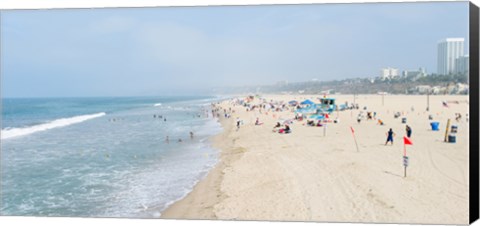 Framed Tourists on the beach, Santa Monica Beach, Santa Monica, Los Angeles County, California, USA Print