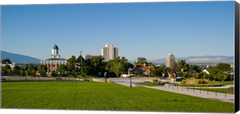 Framed Lawn with Salt Lake City Council Hall in the background, Capitol Hill, Salt Lake City, Utah, USA Print