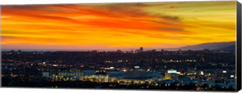 Framed Cityscape at dusk, Sony Studios, Culver City, Santa Monica, Los Angeles County, California, USA Print