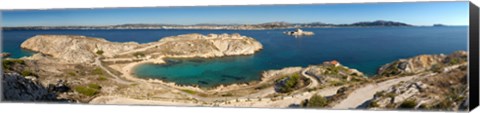 Framed Town of Marseille in the background, Mediterranean Sea, Provence-Alpes-Cote D&#39;Azur, France Print