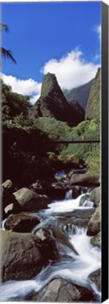 Framed Stream flowing through a valley, Iao Needle, Iao Valley, Wailuku, Maui, Hawaii, USA Print