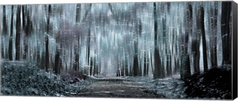 Framed Enchanted forest (black and white) Print