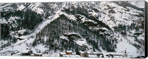 Framed Houses in a village in winter, Tasch, Valais Canton, Switzerland Print