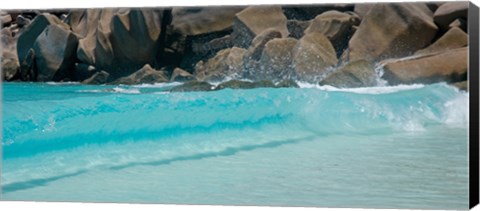 Framed Wave at Petite Anse, La Digue, Seychelles Print