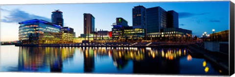 Framed Media City at dusk, Salford Quays, Greater Manchester, England 2012 Print