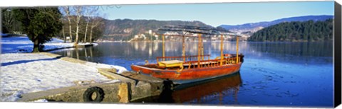 Framed Traditional boat at the Lake Bled, Upper Carniola, Slovenia Print