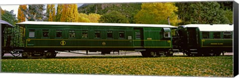 Framed Green Carriage of Kingston Flyer vintage steam train, Kingston, Otago Region, South Island, New Zealand Print