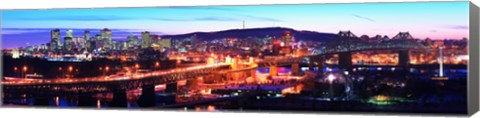 Framed Jacques Cartier Bridge with city lit up at dusk, Montreal, Quebec, Canada 2012 Print