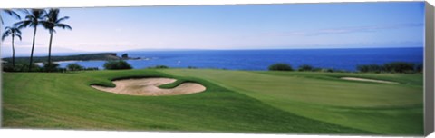 Framed Manele Golf course, Lanai City, Hawaii, USA Print