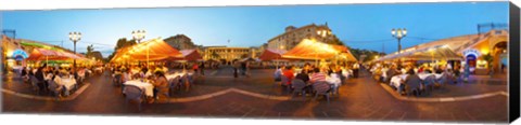 Framed People having outdoor dining at evening, Nice, Provence-Alpes-Cote d&#39;Azur, France Print