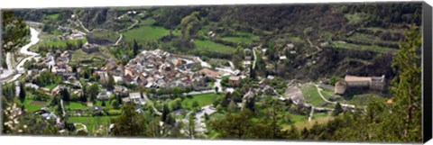 Framed High angle view of a town, Annot, Alpes-de-Haute-Provence, Provence-Alpes-Cote d&#39;Azur, France Print