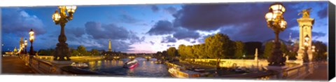 Framed 360 degree view of the Pont Alexandre III bridge at dusk, Seine River, Paris, Ile-de-France, France Print