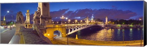 Framed Pont Alexandre III bridge at dusk, Seine River, Paris, Ile-de-France, France Print