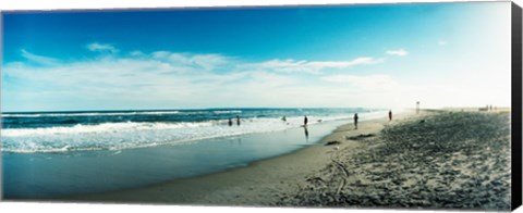 Framed Tourists on the beach, Fort Tilden Beach, Fort Tilden, Queens, New York City, New York State, USA Print