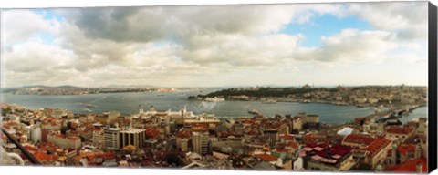 Framed High angle view of a city with cruise ship, Istanbul, Turkey Print