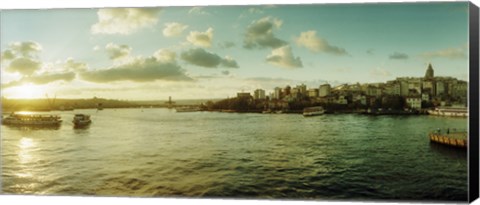 Framed Bosphorus Strait at sunset, Istanbul, Turkey Print