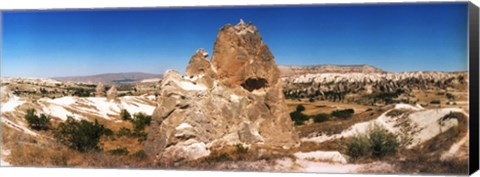 Framed Single rock in a landscape of rock formations, Cappadocia, Central Anatolia Region, Turkey Print