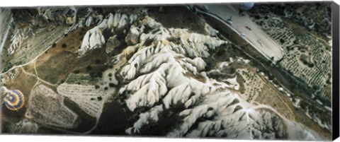 Framed Aerial view of rock formations, Cappadocia, Central Anatolia Region, Turkey Print