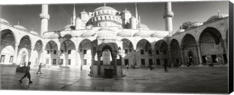 Framed Courtyard of Blue Mosque in Istanbul, Turkey (black and white) Print