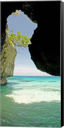 Framed Cliffside cave at Xtabi Hotel, Negril, Westmoreland, Jamaica Print