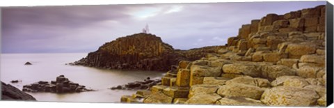 Framed Rock formations at the coast, Giant's Causeway, Bushmills, County Antrim, Northern Ireland Print