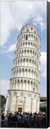 Framed Tourists looking at a tower, Leaning Tower Of Pisa, Piazza Dei Miracoli, Pisa, Tuscany, Italy Print