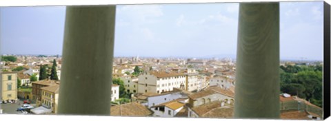 Framed City viewed from the Leaning Tower Of Pisa, Piazza Dei Miracoli, Pisa, Tuscany, Italy Print