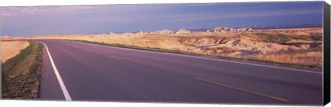 Framed Road passing through the Badlands National Park, South Dakota Print