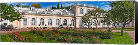 Framed Garden outside a palace, Peterhof Grand Palace, St. Petersburg, Russia Print