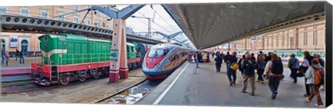 Framed Bullet train at a railroad station, St. Petersburg, Russia Print