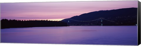 Framed Lions Gate Bridge at dusk, Vancouver, British Columbia, Canada Print