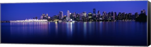 Framed Vancouver skyline at night, British Columbia, Canada Print