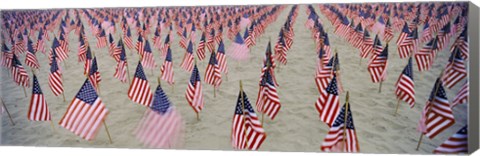 Framed 9/11 tribute flags, Pepperdine University, Malibu, California, USA Print