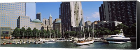 Framed Boats at North Cove Yacht Harbor, New York City (horizontal) Print