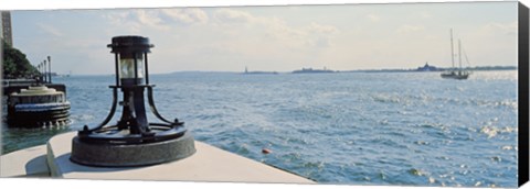 Framed Navigational light at a harbor, New York City, New York State, USA Print