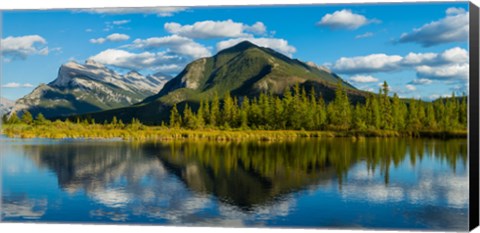 Framed Mount Rundle and Sulphur Mountain reflecting in Vermilion Lake in the Bow River valley at Banff National Park, Alberta, Canada Print