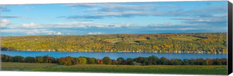 Framed Lake surrounded by hills, Keuka Lake, Finger Lakes, New York State, USA Print