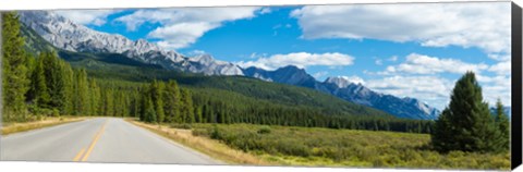 Framed Road passing through a forest, Bow Valley Parkway, Banff National Park, Alberta, Canada Print