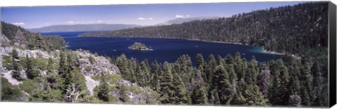 Framed High angle view of a lake with mountains in the background, Lake Tahoe, California, USA Print