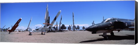 Framed Missile and military plane at a museum, White Sands Missile Range Museum, Alamogordo, New Mexico, USA Print