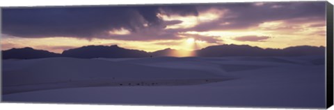 Framed Sand dunes in a desert at dusk, White Sands National Monument, New Mexico, USA Print