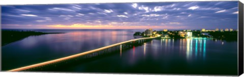 Framed Estero Boulevard at night, Fort Myers Beach, Estero Island, Lee County, Florida, USA Print